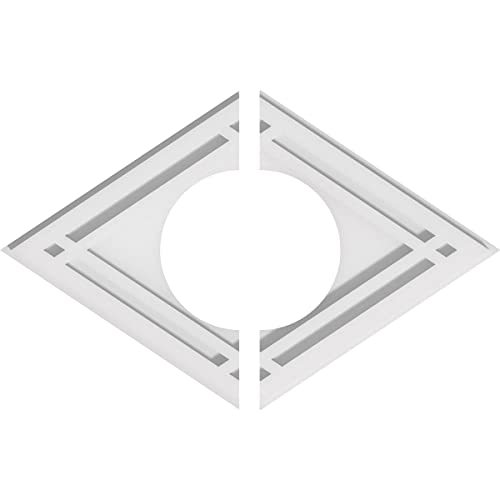 Image of Ekena Millwork CMP18X12DD2-06000 Diamond Architectural Grade PVC Contemporary, Two Piece Urethane Ceiling Medallions 18 inchW x 12 inchH x 6 inchID x 6 1 /4 inchC x 1 inchP