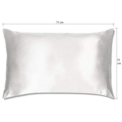 Piara 25mm 100% Pure Mulberry Silk Woven Luxury Pillowcase, Envelope Style, Hypoallergenic, Natural Beauty Benefits for Skin, Hair and Eyelashes, Promotes Quality Sleep, Standard/Queen Size 51cmx71cm