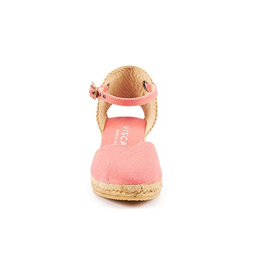 Image of Viscata Pubol Espadrille Canvas Low Wedges with Ankle Strap Spain Handmade 2 inch Heel Women's Sandals with Breathable Organic Cotton Canvas and 100% Natural Jute for all Occasions: Casual, Work, Party
