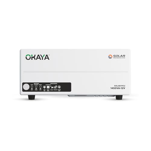 Image of Okaya 1450VA 12V PWM Solar PCU | True Sine Wave Off-Grid Inverter with TwinCharge Technology | Faster Solar & Grid Charging | Perfect for Home, Office & Shops | Durable Design with 36-Month Warranty
