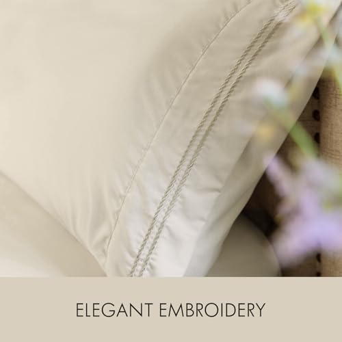 Image of ClevaHome Twin Size Sheet Set - 4 Piece Fitted Sheets Set, Oat Milk