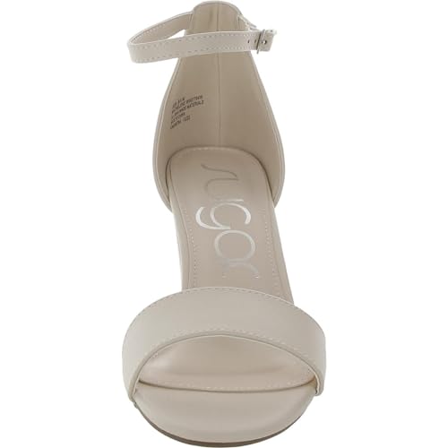 Sugar Womens Machelene Faux Leather Block Heels Ivory 8.5 Medium (B,M), Nude3