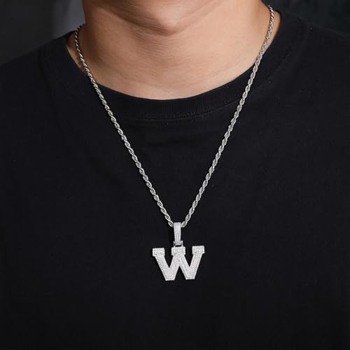 S925 Sterling Silver Moissanite Pendant Men,Platinum Plated Solid Heavy Iced Out Hip Hop Jewelry,A-Z Letters 0-9 Numbers Mens Name Necklace Personalized Gifts2