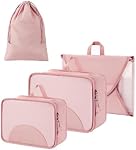 BAGSMART Garment Folder Packing Cubes for Travel, 4 Set Lightweight Travel Cubes for Wrinkle Free, Durable Suitcase Organizers Bag Set for Travel Essentials Baby Pink