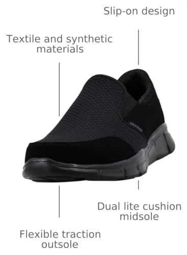 Image of Skechers Men's Equalizer Persistent Slip-On Sneaker | Casual Training, Nubuck Leather, Mesh Ventilation, EVA Cushion Midsole, Traditional Lace-up
