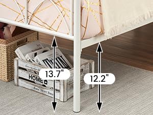 Miniatura 3 de GAOMON Marco de cama de hierro moderno y elegante con cabecera y estribo, estructura de soporte firme, marco de cama de plataforma de metal, no