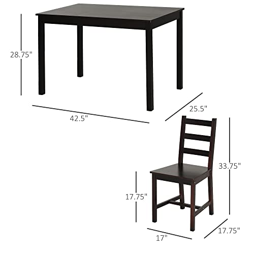 Homcom 5 Piece Dining Room Table Set, Wooden Kitchen Table And Chairs For Dinette, Breakfast Nook, Chestnut Brown #TOP2