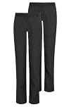 2PK Boys Adjustable Waist Regular Fit School Trousers Black Charcoal Grey Navy Blue 3-18 Years