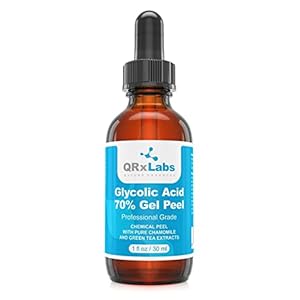 Glycolic Acid 70% Gel Peel with Chamomile and Green Tea Extracts – Professional Grade Chemical Face Peel for Acne Blemishes, Collagen Boost, Wrinkles, Fine Lines – 1 Bottle of 1 fl oz
