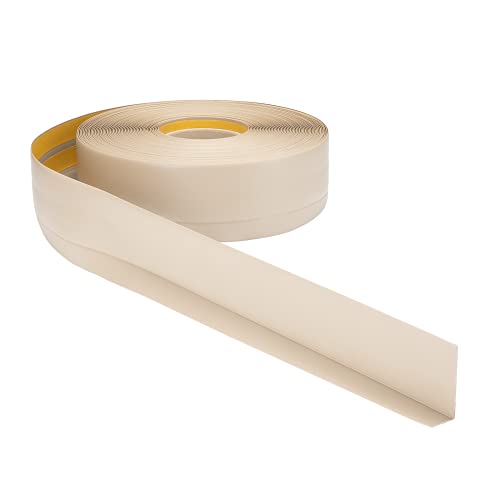 ProfiPVC Perfil Angular Suelo 50x20mm - 5 metros, Rodapié de acabado, ideal para cocina y baño, cinta autoadhesiva de PVC, rodapié flexible y blanda, Beige Cover