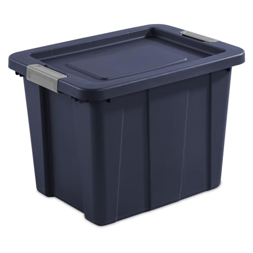 Sterilite-18-Gal-Latching-Tuff1-Storage-Tote-Stackable-Bin-with-Latch-Lid-Plastic-Container-to-Organize-Garage-Basement-Blue-Base-and-Lid-6-Pack-Dark-Indigo Sterilite 18 Gal Latching Tuff1 Storage Tote Stackable Bin with Latch Lid Plastic Container to Organize Garage Basement Blue Base and Lid 6 Pack Dark Indigo