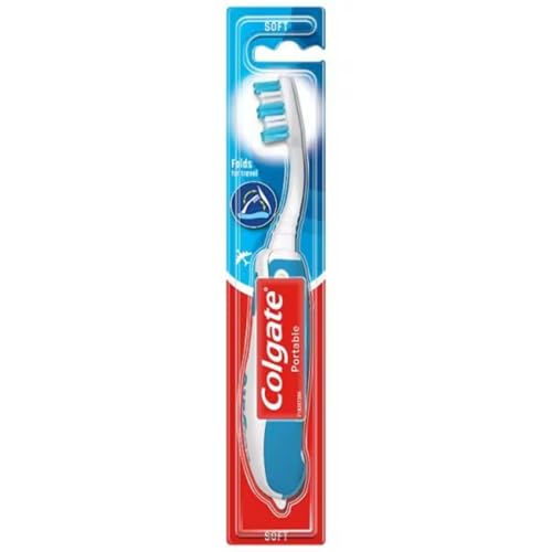 Colgate Zahnbürste für Unterwegs, weich, 4 Stück, faltbar - Reisezahnbürste in kompakter Größe ideal für Koffer und Taschen