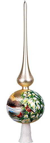 Impuls Christbaumspitze Glas 35cm mit Winter Motiv mundgeblasen...