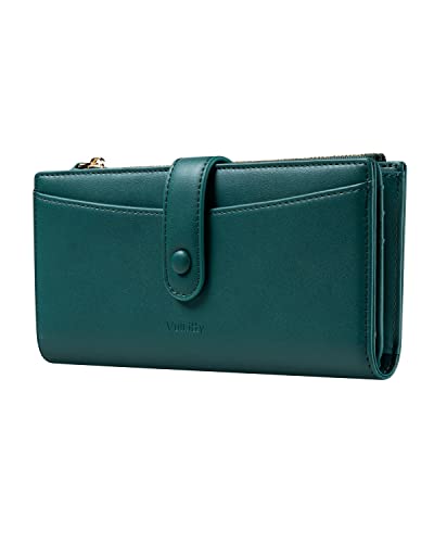 Vulkitty Wallet For Women Large Capacity Leather Purse Rfid Blocking Credit Card Organizer With Zipper Pocket(Green) #TOP10