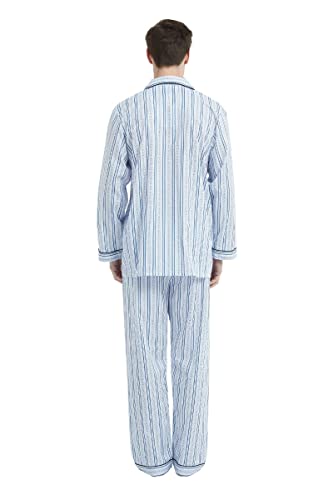 amaxer Mens 100% Cotton Pajamas Set Long Sleeve Pjs Button Fly Pants Soft Elastic Drawstring Waistband Bottoms3