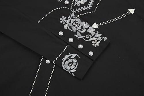 SALVAJE OESTE Western Embroidered Cowboy Shirts for Men, Casual Button Down Long Sleeve Shirt with Floral Design