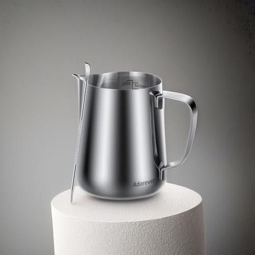 Image of Milk Frothing Pitcher 600ml /20oz Steaming Pitchers Stainless Steel Milk Coffee Cappuccino Latte Art Barista Steam Pitchers Milk Jug Cup with Decorating Art Pen, Sliver