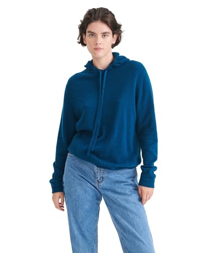 NAADAM Womens The Off-Duty 100% Cashmere Hoodie Peacock Blue