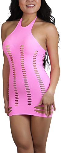 Image of ToBeInStyle Women's Stretch See Through Fishnet Novelty Mini Rave Party Dress