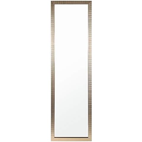 Truu Design Over-The-Door Ridged Metallic Full Length Mirror, 12 x 48 inches, Champagne, Wall Mounted Mirror and Large Body Mirror with Rectangular Framed for Bedroom Bathroom Living Room Décor Cover