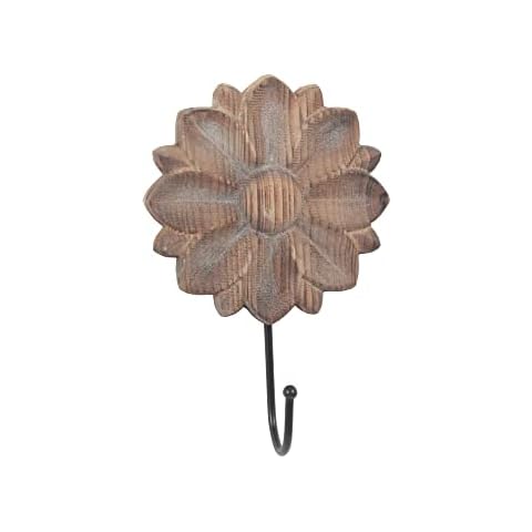 dwellington Vintage Carving Flower Shaped Decorative Hooks Hanger for Hanging Clothes, Keys, Towels - Wall Mounted Command Single Rack for Entryway, Bathroom, Kitchen Cover