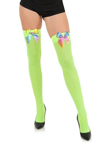 Image of Opaque Thigh High Bow Stockings for Women Thigh Highs Stockings with Bows Over The Knee Socks