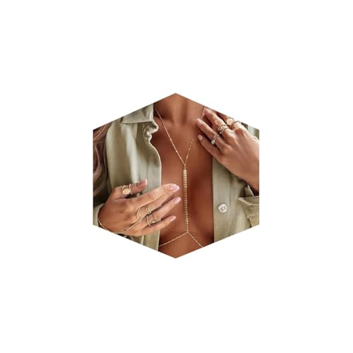 Chaine de Corps Femme Dorée Sexy Chaîne de Corps Bikini Bijoux de Chaîne de Taille Pour l’Été, La Plage, Les Vacances à Hawaï et Les Fêtes Au Bord de La...