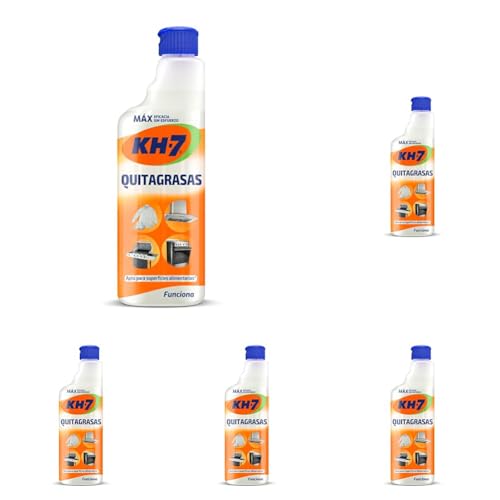 KH-7 Quitagrasas, Desengrasante Cocina y Tejidos, Máxima Eficacia contra la Grasa y Suciedad, Eliminador de Grasa, Para todo tipo de Superficies y Tejidos - Recambio 650 ml (Paquete de 5)