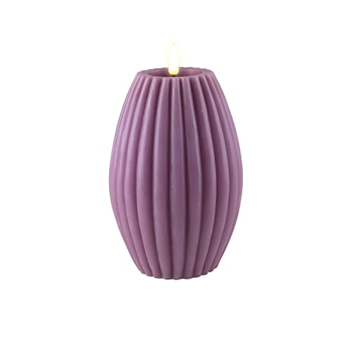 ReWu LED Kerze Deluxe Homeart Rillenkerze Ovale Formkerze aus...