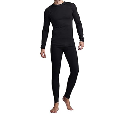 American Casual Mens Thermal Underwear Set, Fleece Long Johns for Men Extreme Cold Winter (XX-Large, Waffle Black Set) Cover