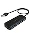 Price comparison product image RCA USB Hub, 4 Port USB 3.0 Hub with 19-inch Long Cable, Portable Hub for Notebook, PC, Laptop, USB Flash Drives, and Mobile Hard Disk and other USB A devices (Black)