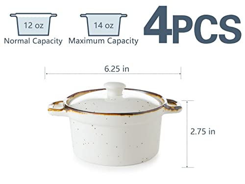 image for contenpo ONEMORE Ramekins with Lids, 12 oz Ceramic Small Casserole Dis