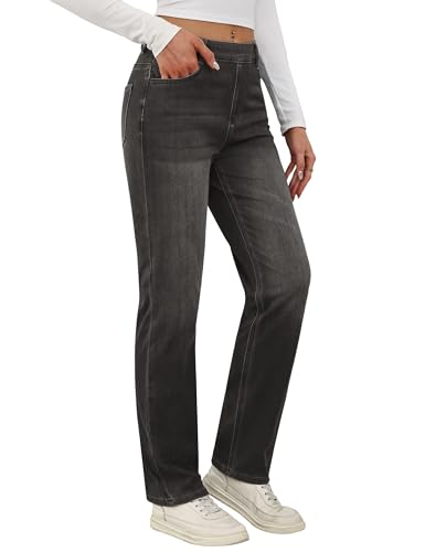 Jean droite femme sans zip enfilage facile pantalon stretch confortable noir L
