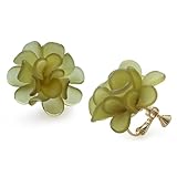 [ジュエルボックス] JewelVOX ピアス レディース イヤリング 花 フラワー チタンポスト 大きめ 金属アレルギー対応 大人 おしゃれ (【イヤリング】カーキ)