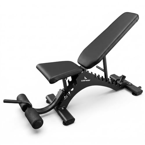 Leeway LF98 Bench Press for Home Gym Setup | Adjustable Gym Bench Incline Decline Flat | 350KG, 9+3 Positions Foldable Multipurpose Workout Stand | Portable Equipment | Leg Curl Table/Chair Machine