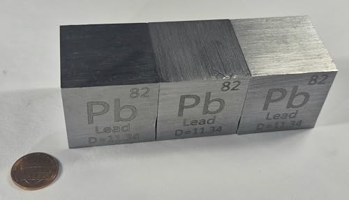 Image of 1.5 inch 38.1mm Lead Plumbum Metal Cube Pb up to 99.9% Pure Periodic Table Element Engraved Density Collection Science Education Display Block Cube + Acrylic Case Box - 1PC