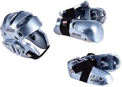 Lightning 8 Piece Deluxe Gear Set w/Shin Guards & Free Mouthpiece (Silver, Child Medium)