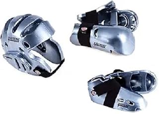 Lightning 8 Piece Deluxe Gear Set w/Shin Guards & Free Mouthpiece (Silver, Child Medium)