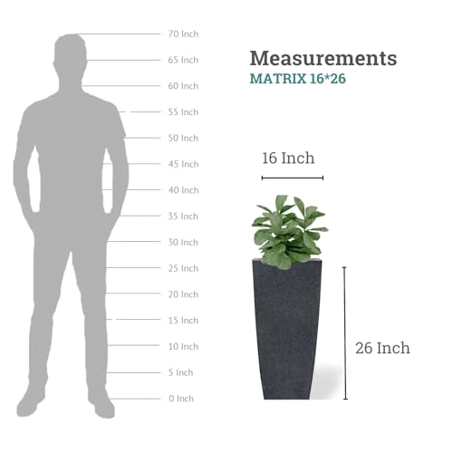 Image of Go Hooked Matrix 26 Inch Big Flower Pot | Outdoor & Indoor Planter for Balcony, Garden & Terrace | Durable Lightweight Decorative Polymer Pot for Live & Artificial Plants (Black)