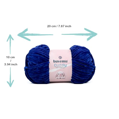 Image of Cuddly Velvet Chenille Yarn, Super Soft Fluffy Bulky for Knitting Crocheting Blanket Amigurumi, Durable for Shedding, 100 Gram (3.53 Ounces) 109 Yards (100 Meters) (Cobalt Blue) (3 Skeins)