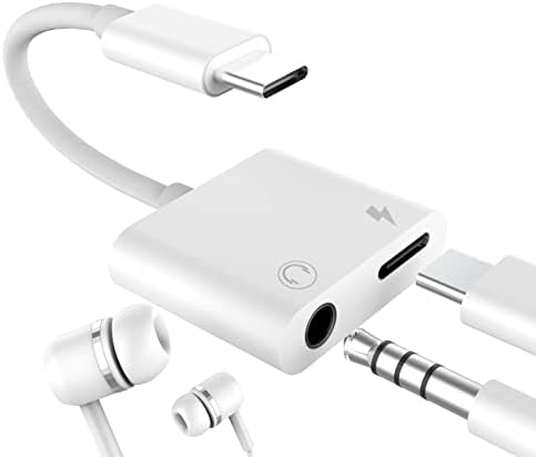 USB-C to 3.5mm Headphone Adapter(2in1) DAC Type C AUX Jack Splitter Charger Audio Dongle Cord Accessories for Samsung Galaxy S20 S21 FE S22 Ultra Note10 S9 S10 Google Pixel LG iPad Pro Air 4 2022