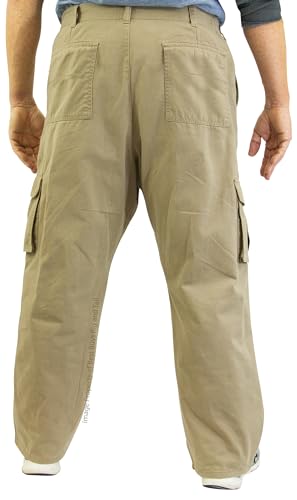 ROCXL Big & Tall Men's Cargo Pants 66 x 32 Khaki - Expandable Waist2