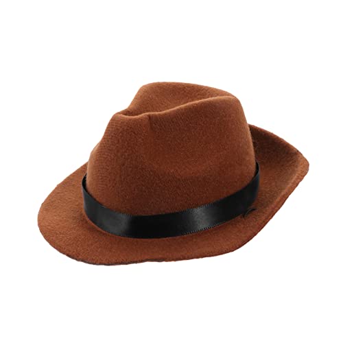 Healifty Wear Resistant Puppy Hat Lightweight Dog Fedora Pet Accessory for Cats and Dogs Brown Mini Cap