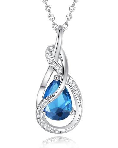 FANCIME TimelessTie Collier avec pierre de naissance pour femme en argent sterling - Pendentif nœud - Bijou fin - Cadeau d'anniversaire - Cadeau pour femme, mère,...