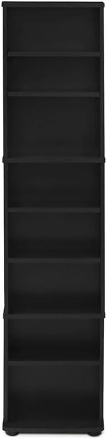 Pemberly Row Engineered Wood Multimedia Storage Tower, 54.1" H x 12.75" W x 5.75" D, Espresso Finish, Adjustable 7-Shelf Design, Space-Saving Organizer for CDs, DVDs, Living Room or Home Theater Use