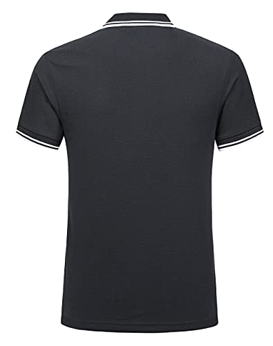 Polo casual de algodón para hombre, manga corta, con rayas sólidas, clásico pique y ajuste relajado miniatura 3