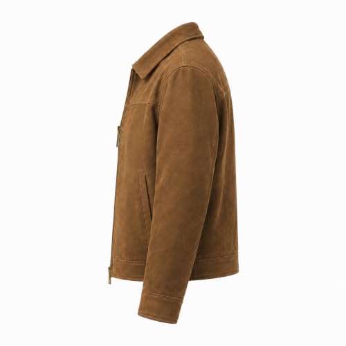 Image of Men's Suede Shacket | Full Zip Shirt Jacket with Collar & Pockets