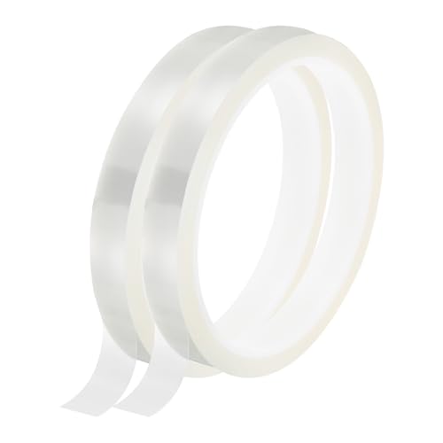 Image of uxcell Clear Heat Tape, 2 Rolls 12mmx33m 108ft High Temperature Heat Resistant Tape for Sublimation,Heat Vinyl Press,Heat Transfer, Circuit Board, No Residue