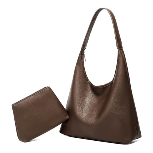 Sac Cabas Femme Grand Format Sac Fourre Tout en Cuir PU Tote Bag Femme Grand Capacité avec Fermeture Éclair Sacs Porté Epaule de 2 Pièces (Café)