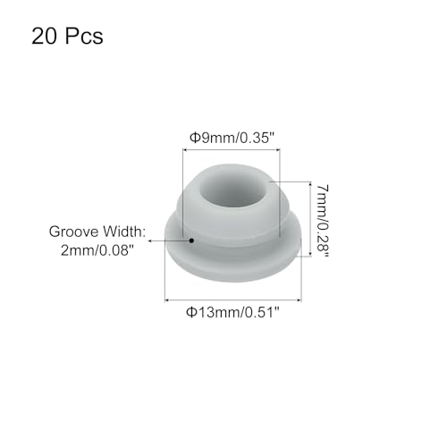 Image of MECCANIXITY 20pcs Silicone Snap in Locking Hole Plugs,9mm /0.4 Inch Mounting Diameter Narrow Groove Width 2mm Panel Seal Cover Round for Kitchen Bulkheads Waterproof Sealing Plugs Grey